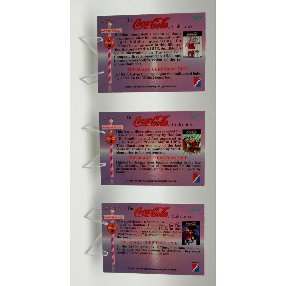 Coca-Cola Series 4 North Pole Santa Trading Cards Lot of 3 Haddon Sundblom SC621
